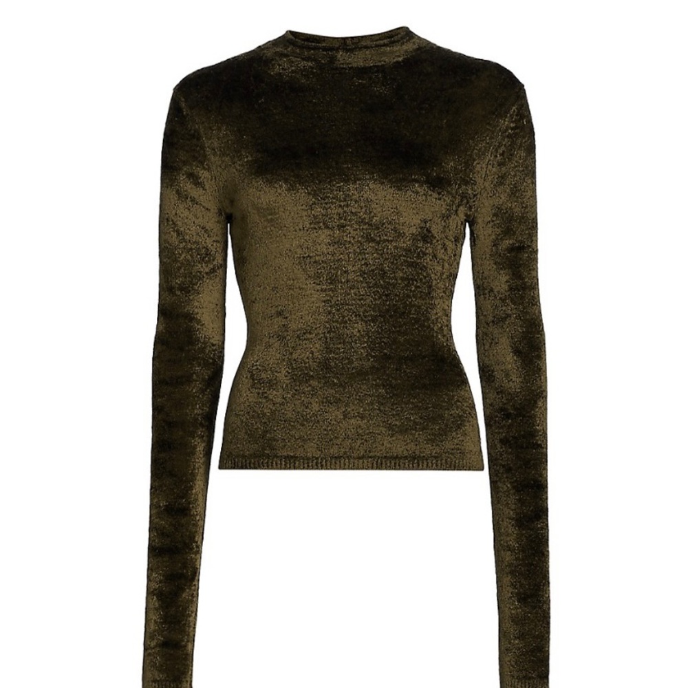 Vince Olive Velvet Crew Neck Sweater